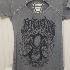 Affliction Geay Shirt with Rhinestones